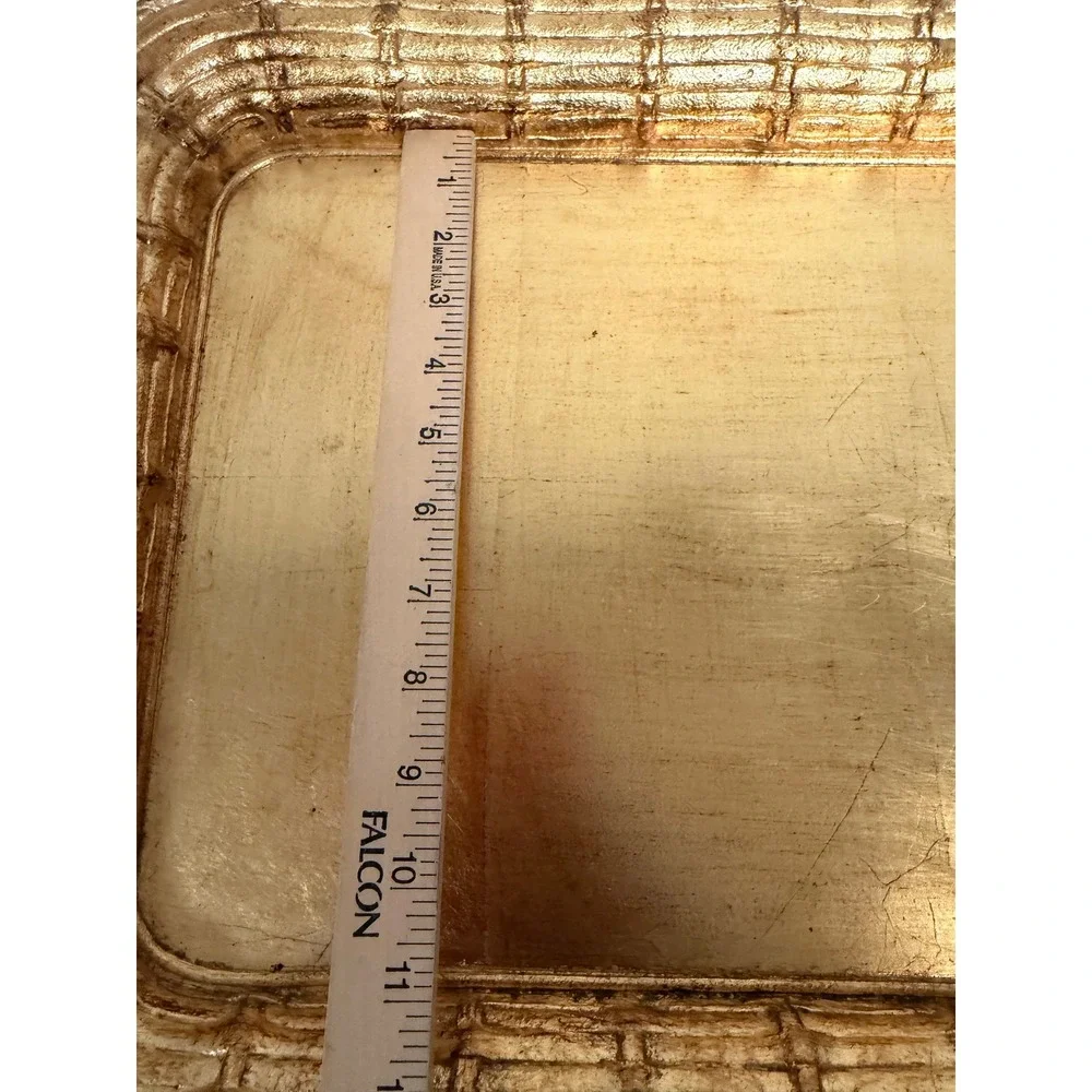 Vietri Serving Tray Large Good Italian Faux Bamboo Gold Leaf Gilt Serving Tray
